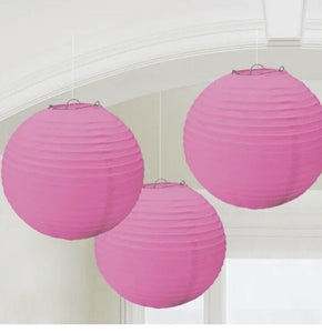 Paper Decorative 9.5” Lanterns 3 Pack Pink