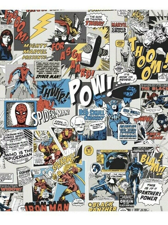 York DI0944 Wallpaper Marvel Comics Pow Unpasted Primary Wallcoverings