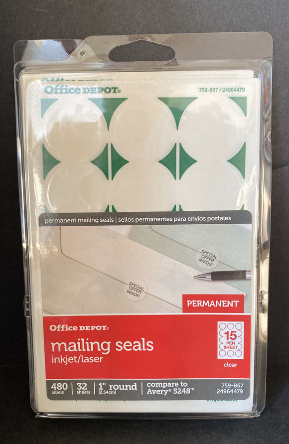Office Depot Brand Permanent Mailing Seals, 1
