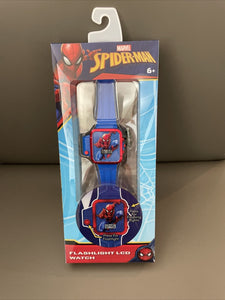 Spiderman LCD Kids Watch w/Built In Flashlight on Side of Watch