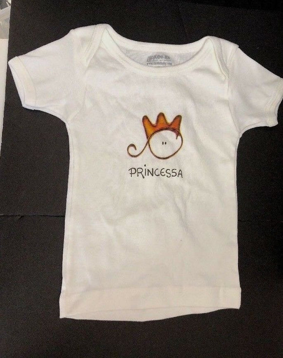 Kee-Ka Organic T-Shirt 6-12 Mos Nickname Princessa NEW