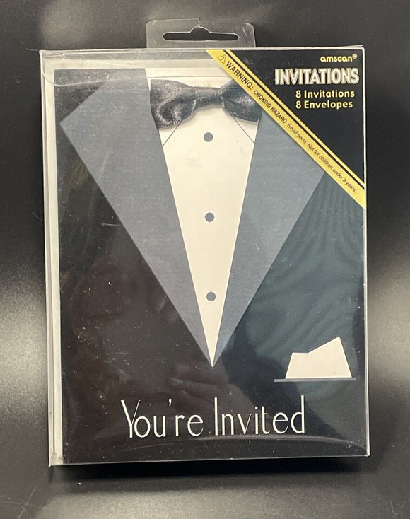 Black Tie Invitations 8ct  Fill In Invitation