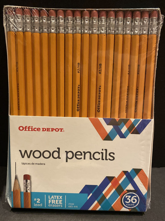 NEW SEALED 36 Office Depot #2 Wood Pencils --- PACK of 36 PENCILS