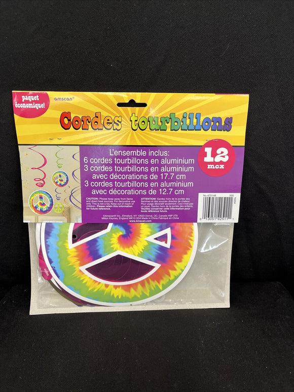 Amscan Groovy 60's Party Peace Sign Swirl Decorations Value Pack 12ct New!!!
