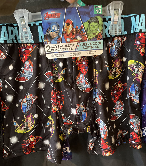 Marvel Avengers Boys Ultra Cool Softness 2 Pairs Boxer Briefs Sz 10