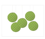 Mini Kiwi Green Polka Dot Paper Lanterns 5ct