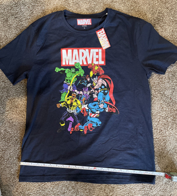 Marvel Avengers Heroes Mens Navy T-shirt  Size Large