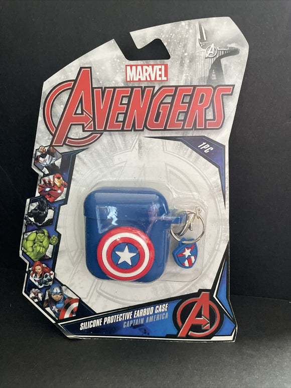 AVENGERS CAPTIAN AMERICA Soft Silicone Earbud CASE COVER  1/2 | With Keychain