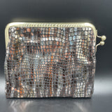 Hobo Evening Bag Bronze/Gold Metallic Leather Snakeskin Pattern Clasp Closure