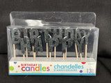 Happy Birthday Black Glitter Letter Candles 13 Piece Pick Candle Set