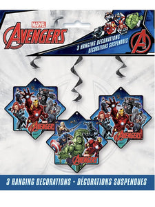 MARVEL AVENGERS FOIL SWIRL HANGING DECORATIONS  3 in a Pack