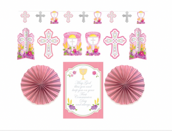 Amscan 240047 Pink First Communion Decorating Kit 10 Pieces