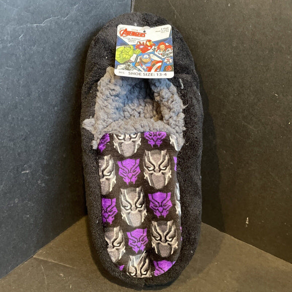 Marvel Black PantherKids Fuzzy Babba Slipper Socks M/L Shoe Sz 13-4