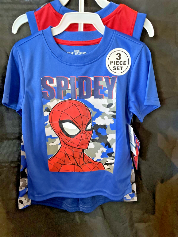 Marvel Spiderman Camouflage 3pc Set Shorts, Tshirt & Tank Top Size 2T