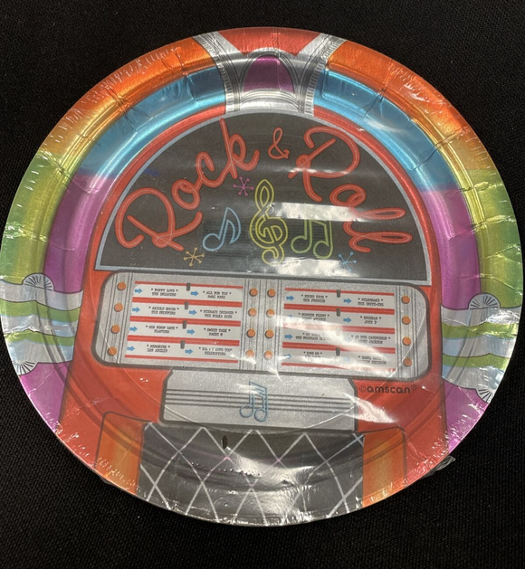 I Love Rock & Roll 7” Round Dessert Plates 8Ct