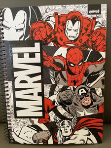 Marvel Heroes Comics Hardcover Spiral Notebook W/ Stickers & Folder 80 Sheets