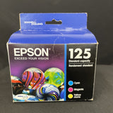 Genuine Epson 125 Ink Cartridge 3-Pack Cyan, Magenta, Yellow OEM New Sealed 2023