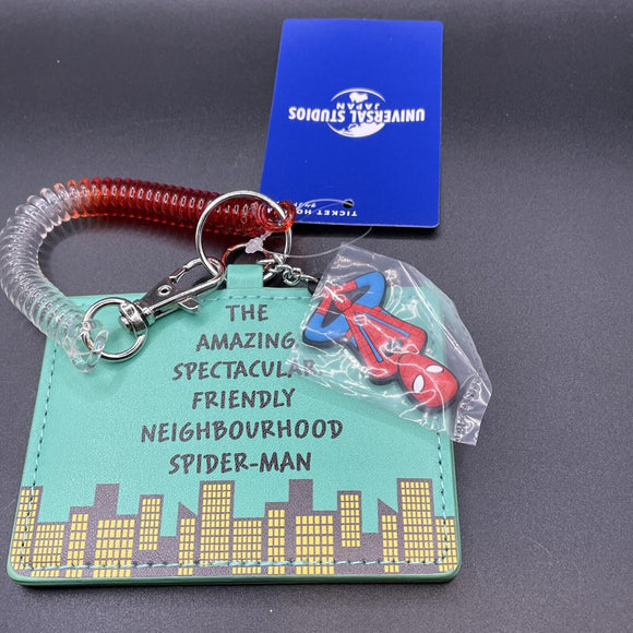 Amazing Spiderman ID Case W/ Stretchy Coil Wrist Cord With Hook Clasp