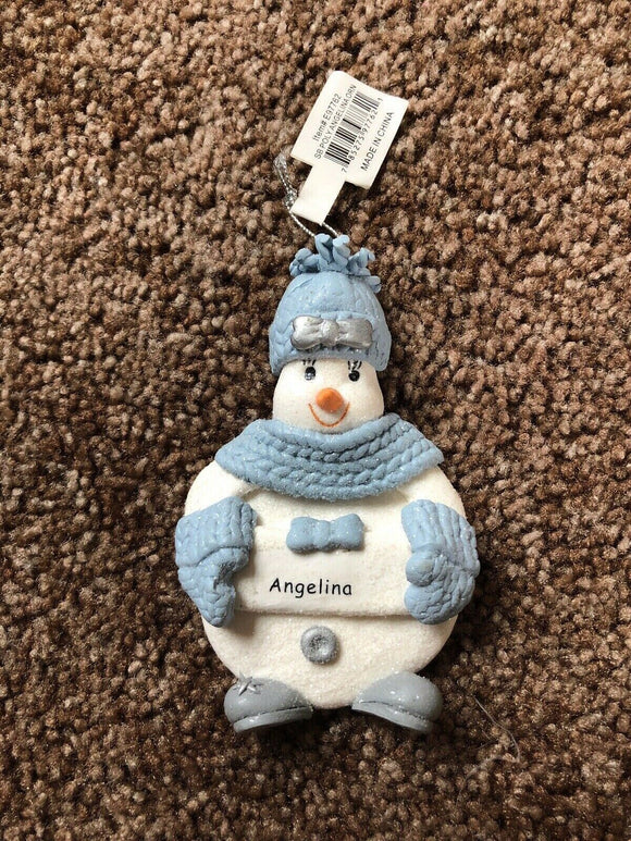 Snow Buddies Angelina Personalized Snowman Ornament NEW