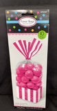 Striped Party Bag - Bright Pink  10 Ct W/Twist Ties