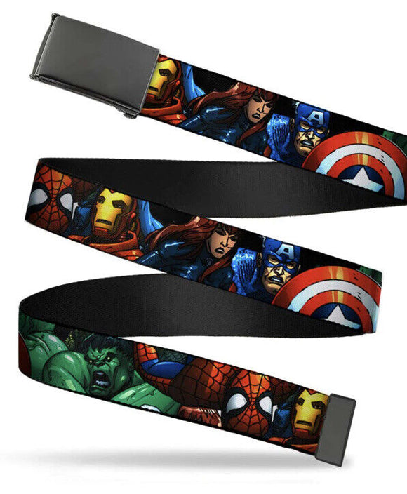 Buckle Down Black Buckle Web Mens Belts Marvel Universe Superhero fits up to 42”