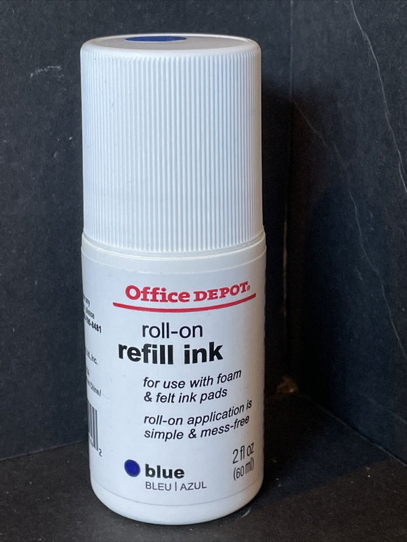 New In Box Office Depot Roll On Refill Ink - Blue Color