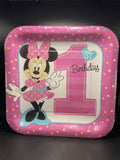 Minnie Mouse 1st Birthday 9” Square Plate 8 Ct