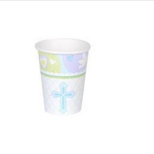 Blue Sweet Christening Hot/Cold 9oz Paper Cups Party Supplies 8 ct