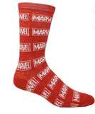 Marvel Brand Logo All Over Mens Crew Socks Sz 6-12