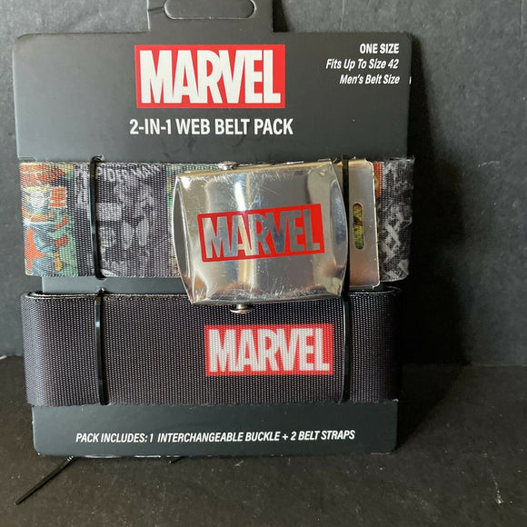 Marvel Spiderman Comics Plus Classic Marvel Logo Belts 2 in 1 Web Belt Pack