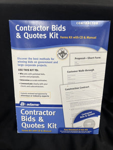 Adams Contractor Bids & Quotes Kit w/ CD & Manual - Short Form