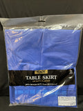 Reusable Blue Plastic Table Skirt 29”x168”