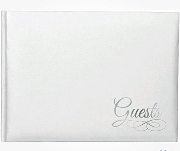White Guest Book with Silver Foil Detail