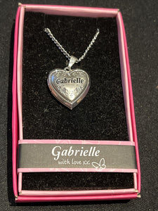 Heart Picture Locket With Love Necklace 16-18" Chain Gabrielle