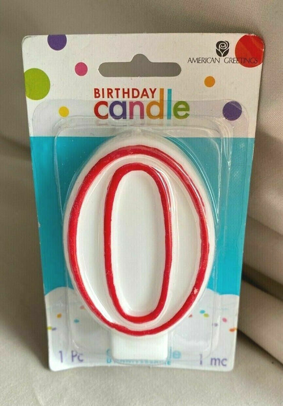 American Greetings #0 Candle White with Red Outline NEW