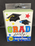 Grad Caps Congrats School College Graduation Party Invitations w/Envelopes 50ct