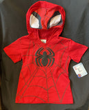 Marvel Spiderman Web W/Spider Logo Hooded with Mesh Eyes Tshirt Size 3T