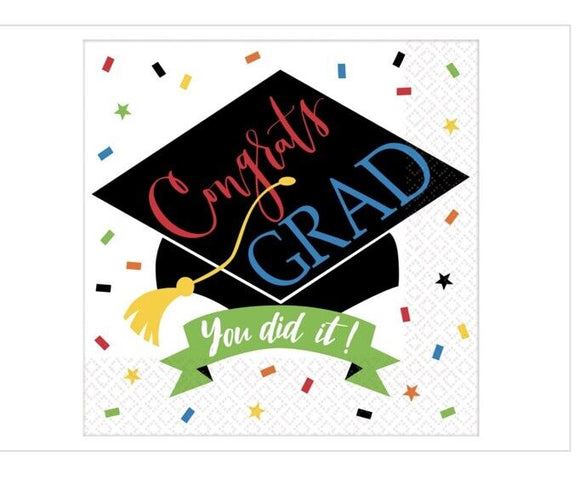 Graduation 2-Ply Paper Beverage Napkins 5 X 5 100% Done Pack of 125