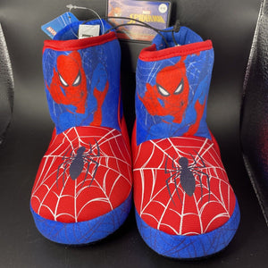 Marvel Spiderman Action Web Pose Toddler Boot Slipper No Slip Bottom Size L 9/10