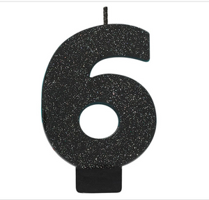 Amscan Black Glitter Birthday Candle Number 6