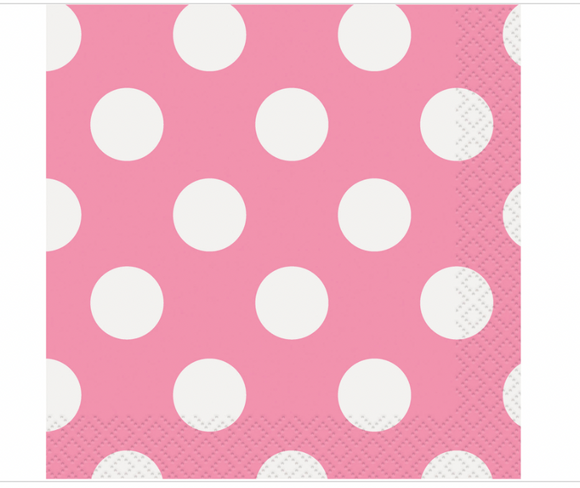 Hot Pink Dots 2 Ply Beverage Napkins 16ct