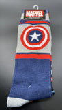Marvel Captain America Striped Symbol & Avengers Logos 2Pack Mens Socks Size 6-12