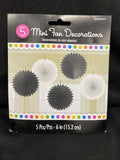 Black & White Mini Hanging Fan Decorations 5Ct