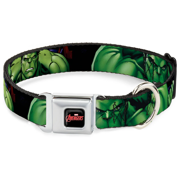MARVEL AVENGERS Seatbelt Buckle Collar - Marvel Hulk CLOSE-UP Poses- LargeWAV014