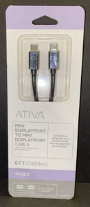 Ativa Mini Displayport to Mini Displayport Cable 6 ft. video, NEW