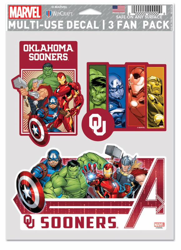 Oklahoma Sooners Avengers  Marvel Multi-Use Decal 3 Fan Pack