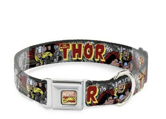 The Mighty Thor Action Poses Seatbelt Collar 1”wide Large 15”-26”