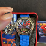 Spiderman & Friends Spinner Flip Cover LCD Youth Watch  In Collectable Box