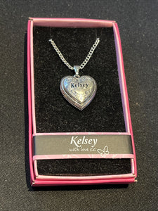 Heart Picture Locket With Love Necklace 16-18" Chain Kelsey