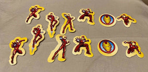 Set of 12 Iron Man Cake Cupcake Toppers Decoration 6 Designs Marvel NEW